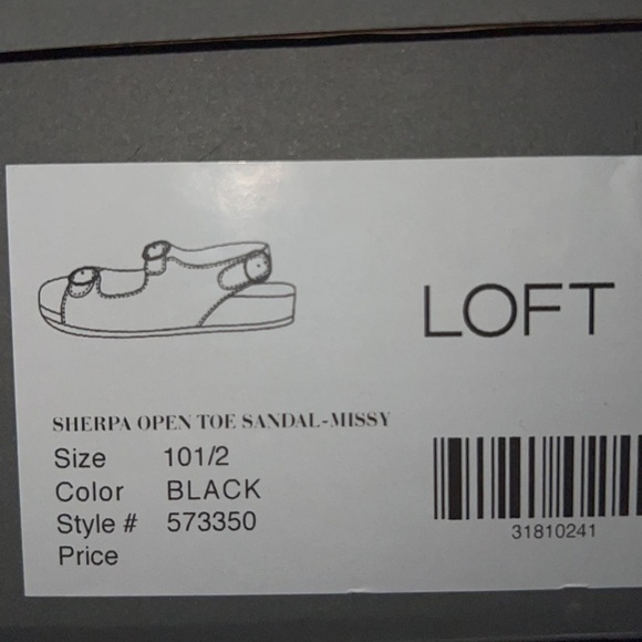 LOFT Sherpa open toe double buckle sandals black new Sz 10 1/2 sling back - Picture 2 of 7